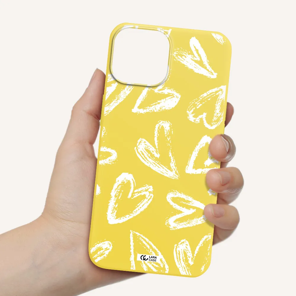 Chalk Hearts Apple iPhone 13 mini Silicone canary yellow Case