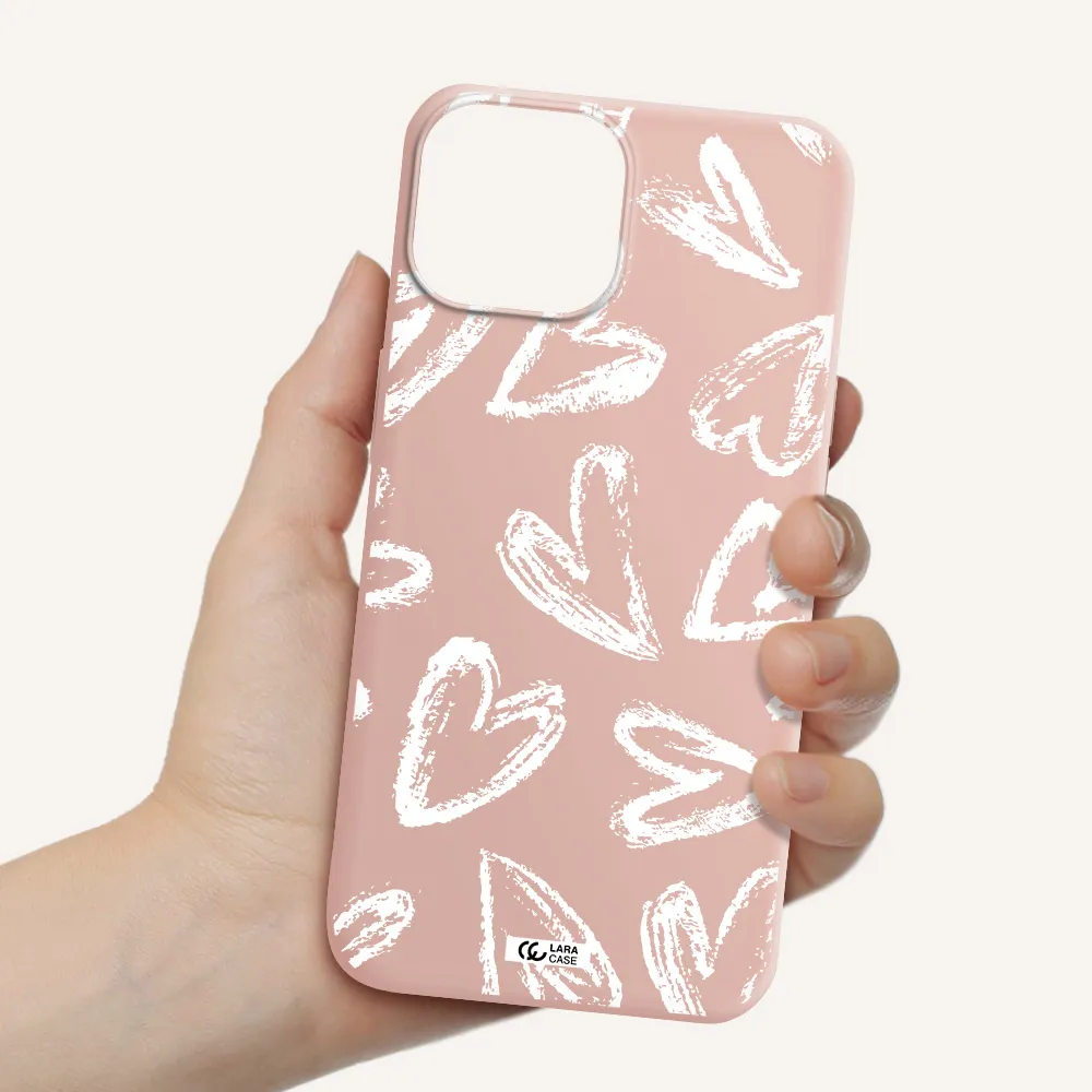 Chalk Hearts Apple iPhone 13 mini Silicone pastel pink Case