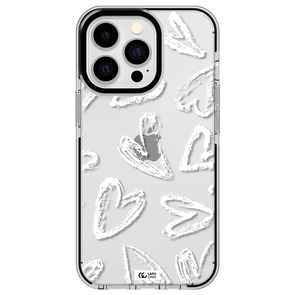 Chalk Hearts Apple iPhone 13 Pro impact black border Case