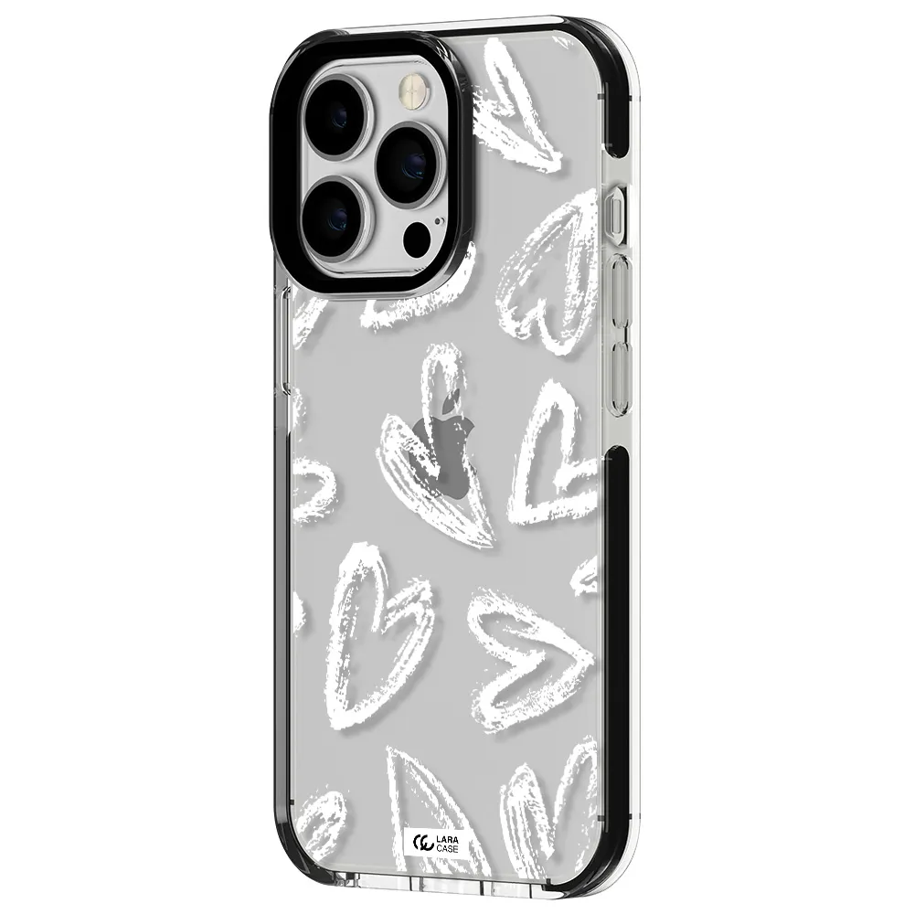 Chalk Hearts Apple iPhone 13 Pro impact black border Case
