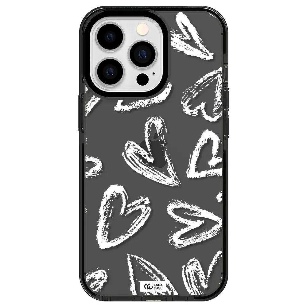Chalk Hearts Apple iPhone 13 Pro impact Smoke Black Case