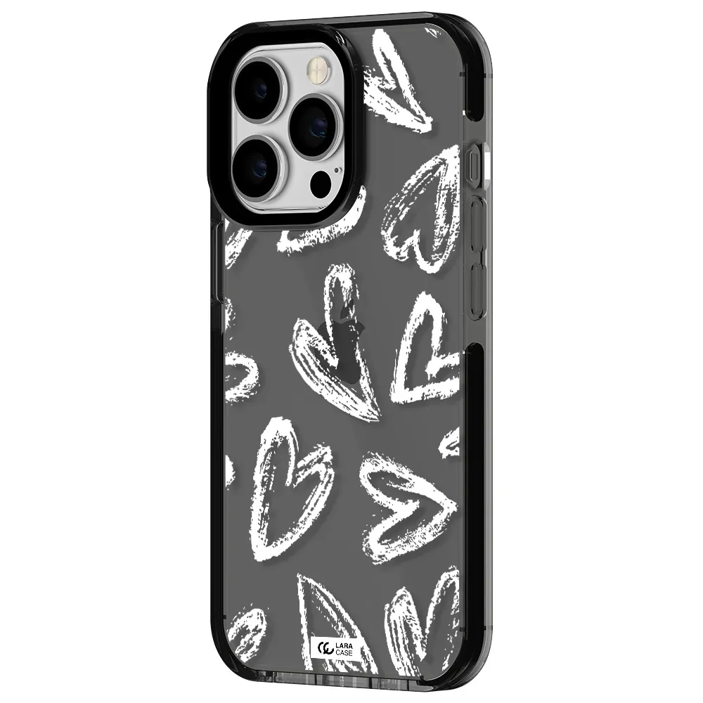 Chalk Hearts Apple iPhone 13 Pro impact Smoke Black Case