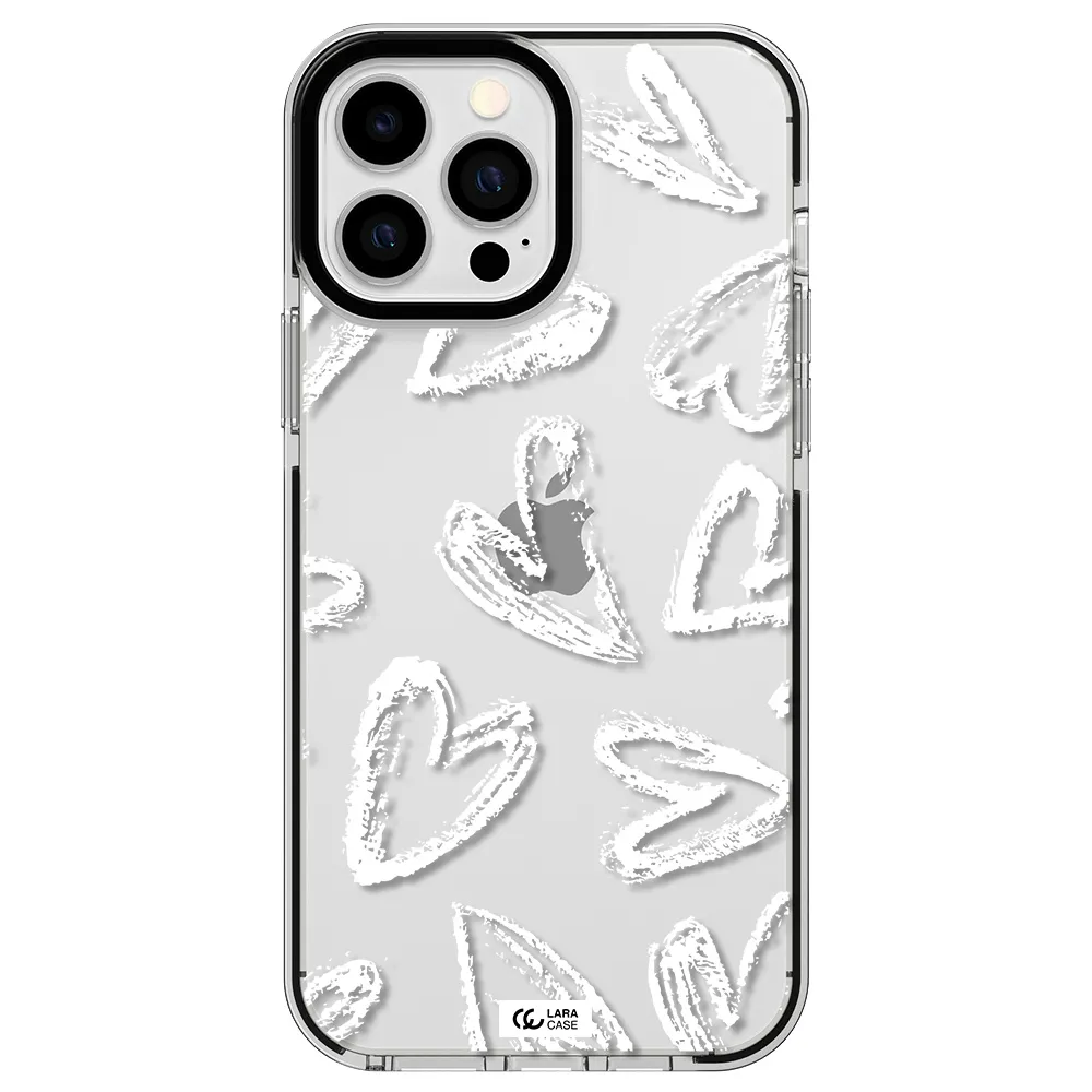 Chalk Hearts Apple iPhone 13 Pro Max impact black border Case
