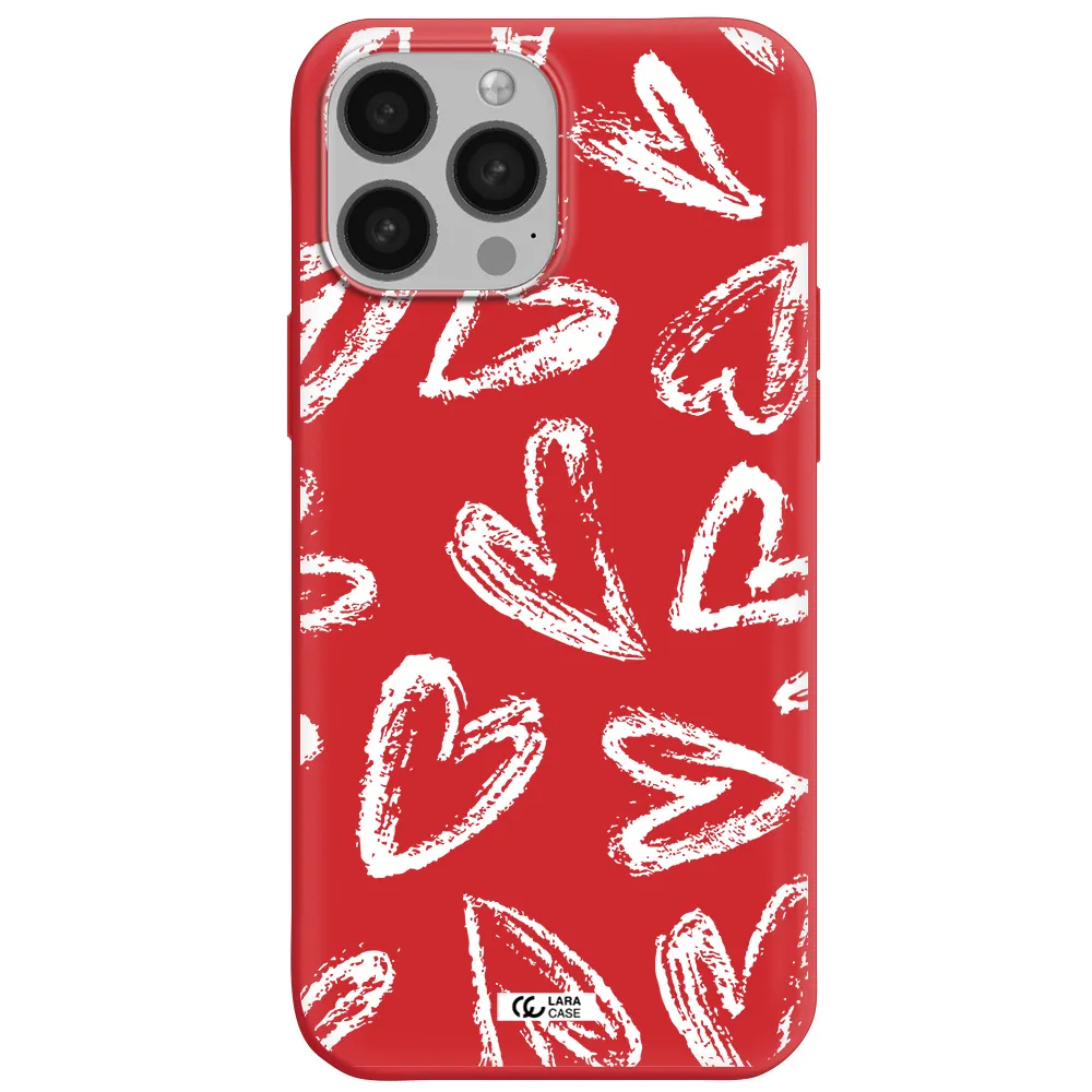 Chalk Hearts Apple iPhone 13 Pro Max Silicone Imperial Red Case