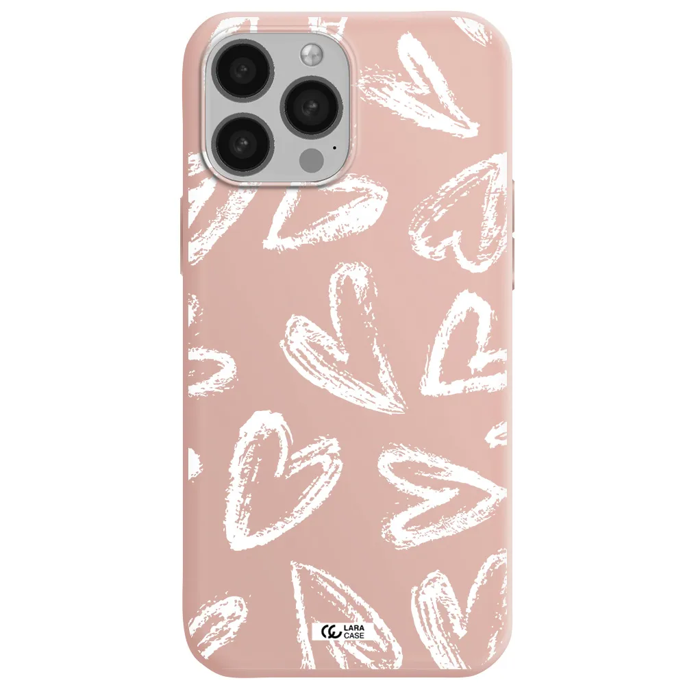 Chalk Hearts Apple iPhone 13 Pro Max Silicone pastel pink Case