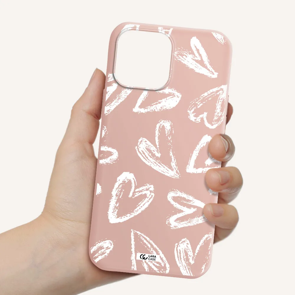 Chalk Hearts Apple iPhone 13 Pro Max Silicone pastel pink Case