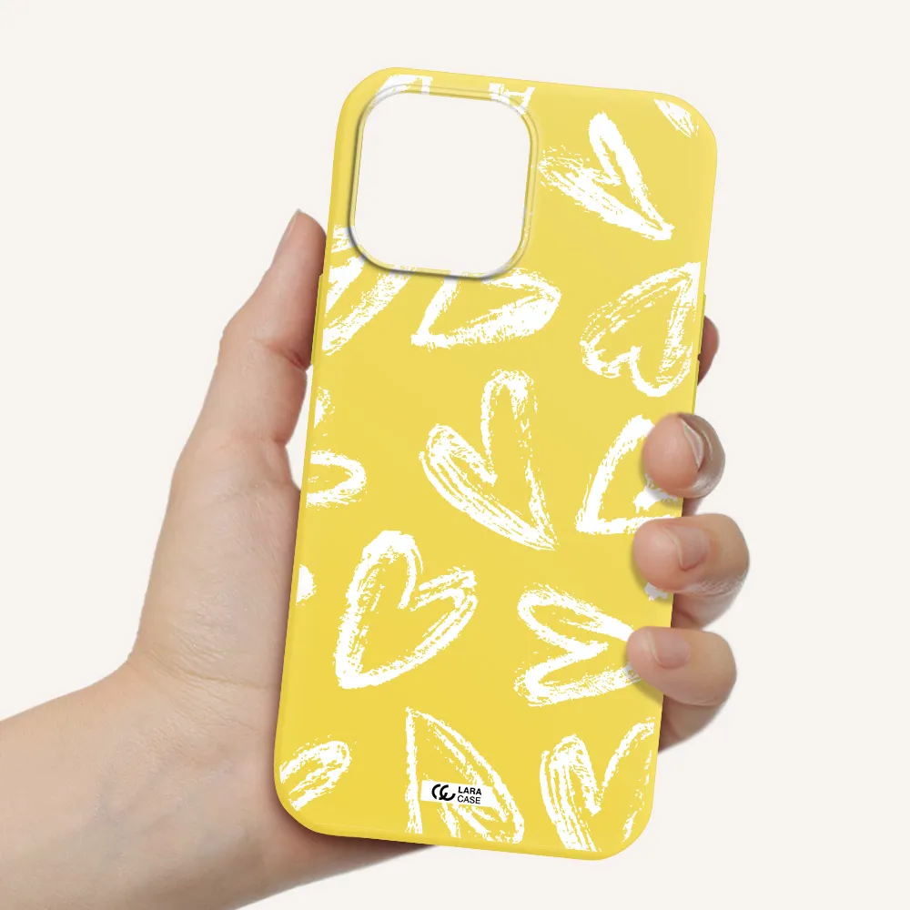 Chalk Hearts Apple iPhone 13 Pro Silicone canary yellow Case