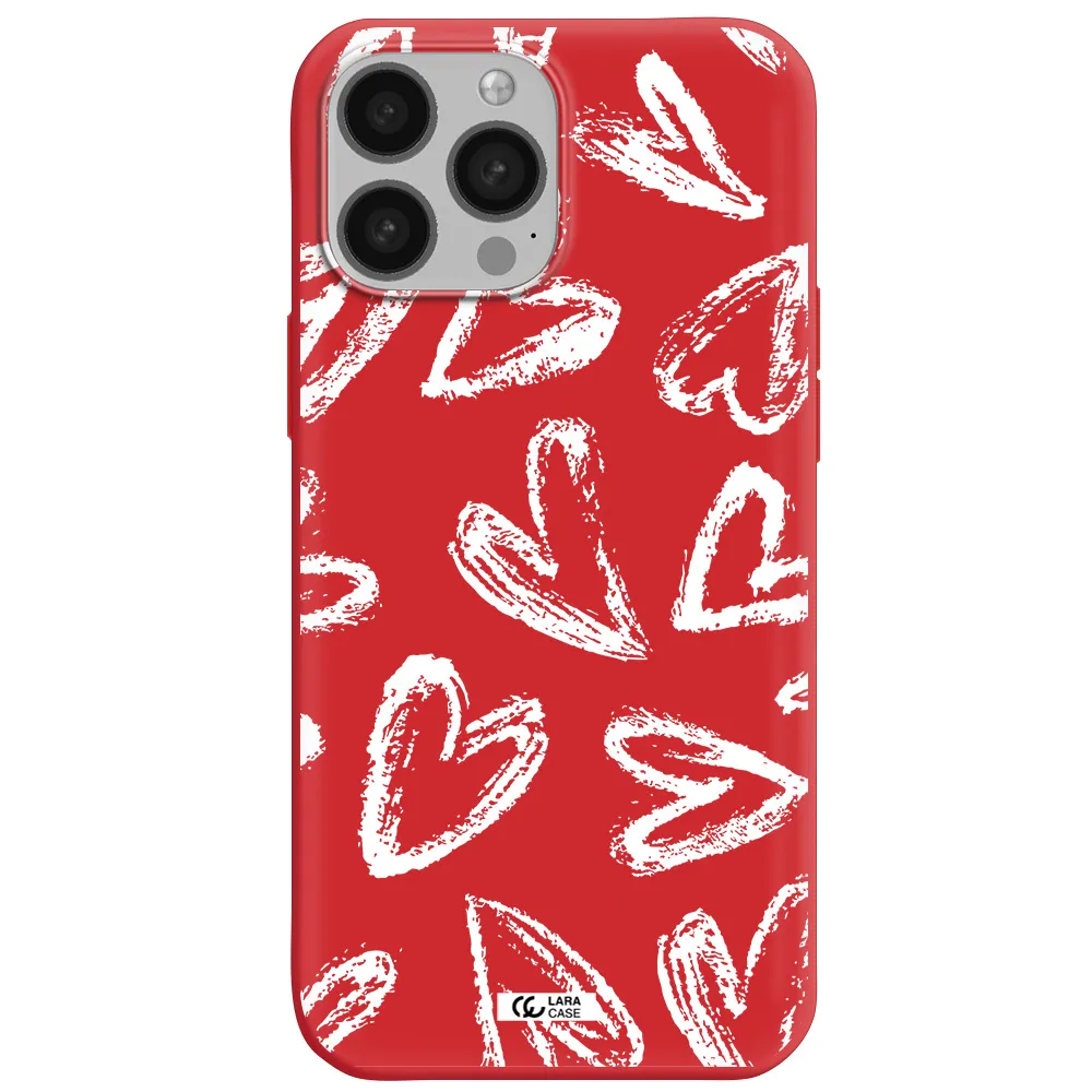 Chalk Hearts Apple iPhone 13 Pro Silicone Imperial Red Case