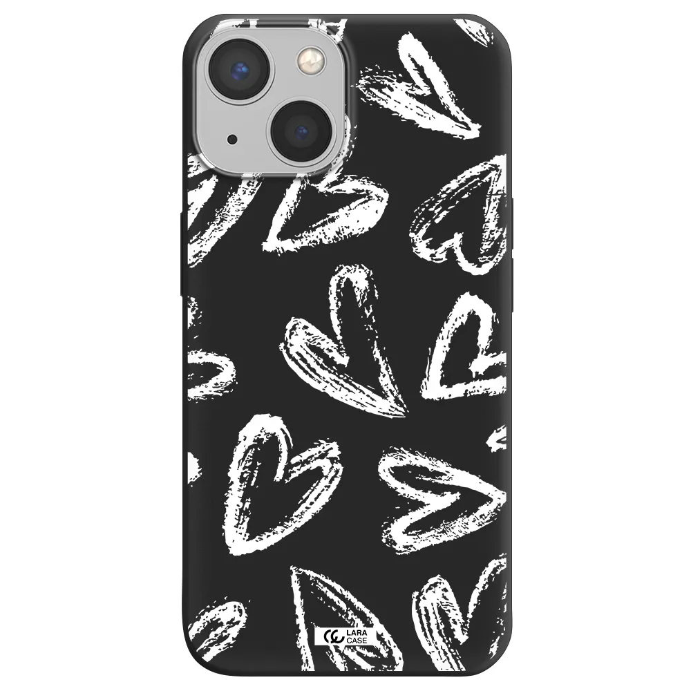 Chalk Hearts Apple iPhone 13 Silicone black Case