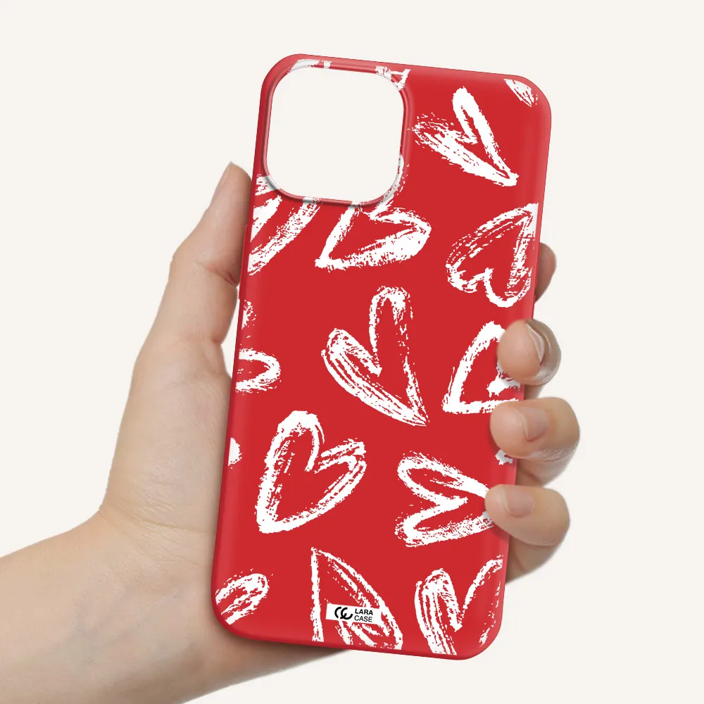 Chalk Hearts Apple iPhone 13 Silicone Imperial Red Case