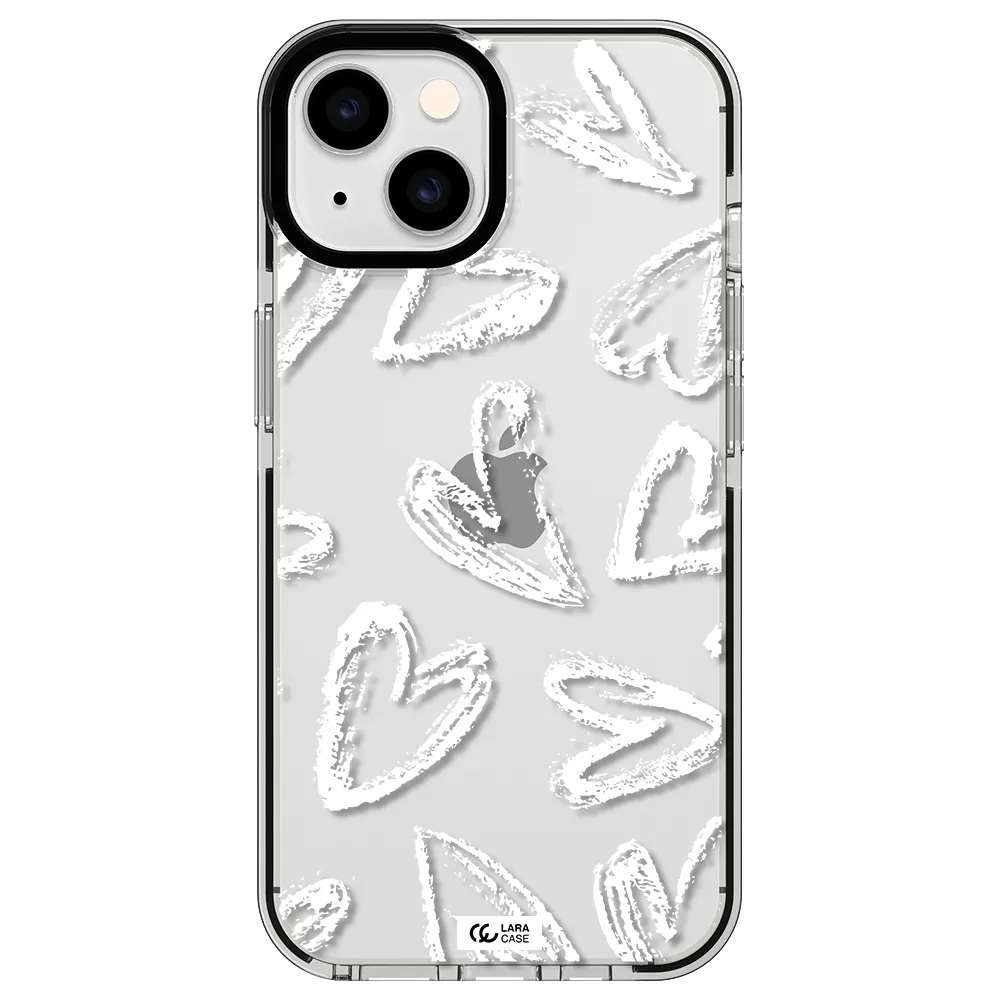 Chalk Hearts Apple iPhone 14 impact black border Case