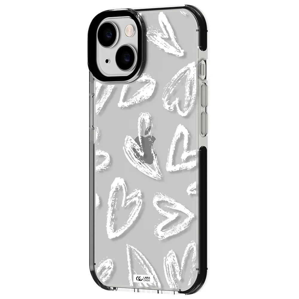 Chalk Hearts Apple iPhone 14 impact black border Case