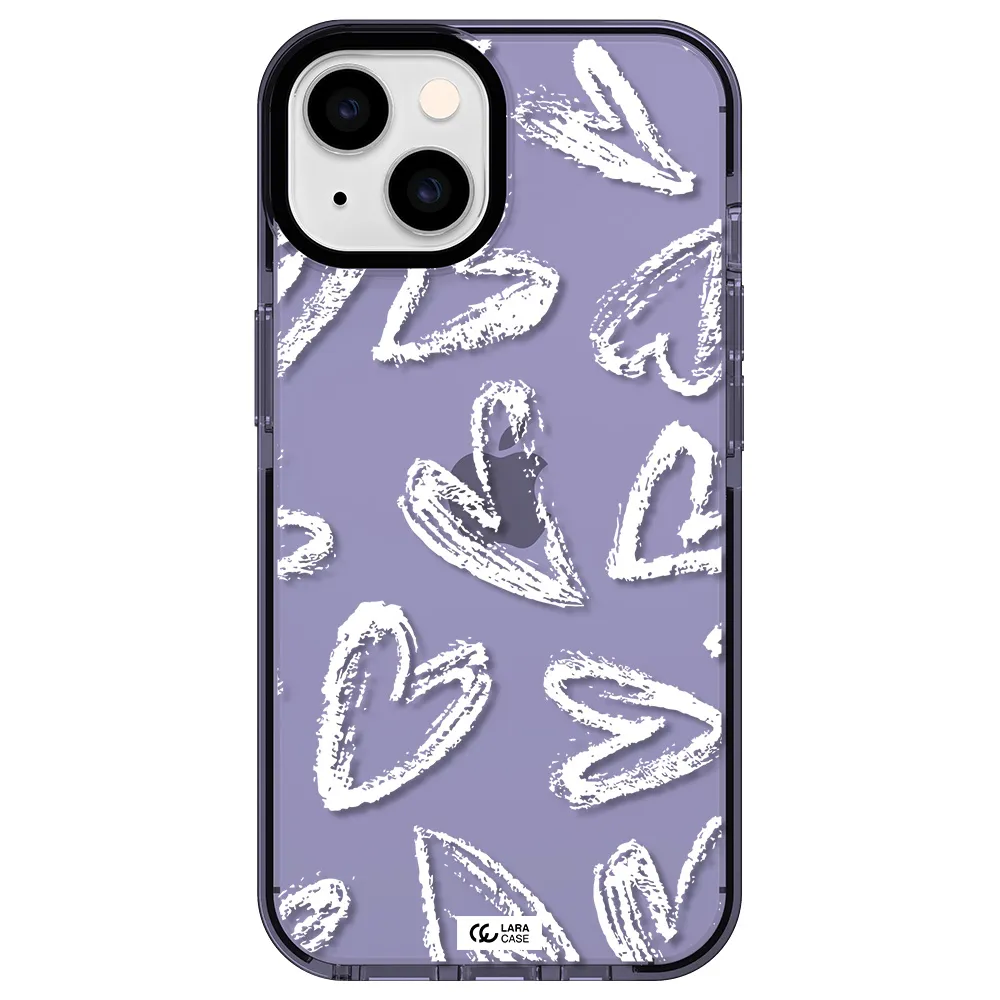 Chalk Hearts Apple iPhone 14 impact Lilac Case