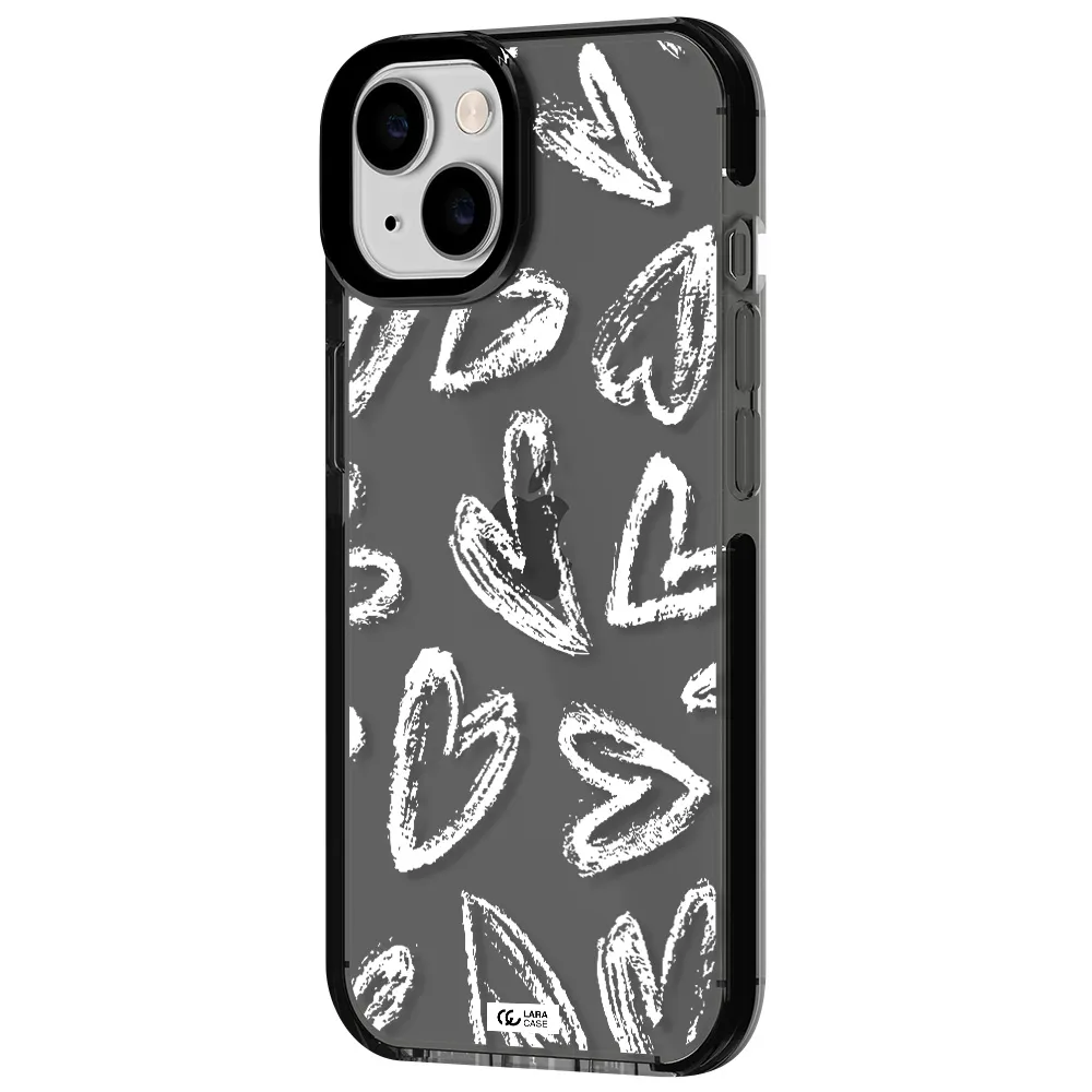 Chalk Hearts Apple iPhone 14 impact Smoke Black Case