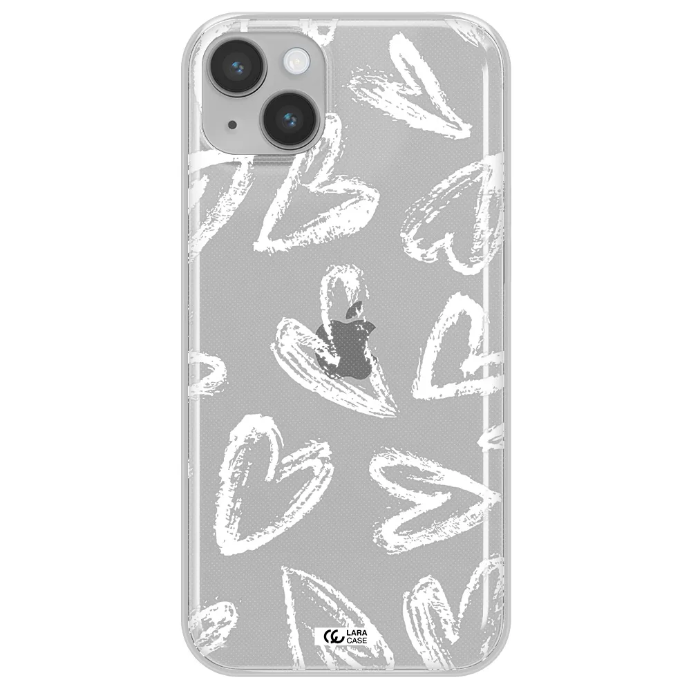 Chalk Hearts Apple iPhone 14 plus Clear TPU Case