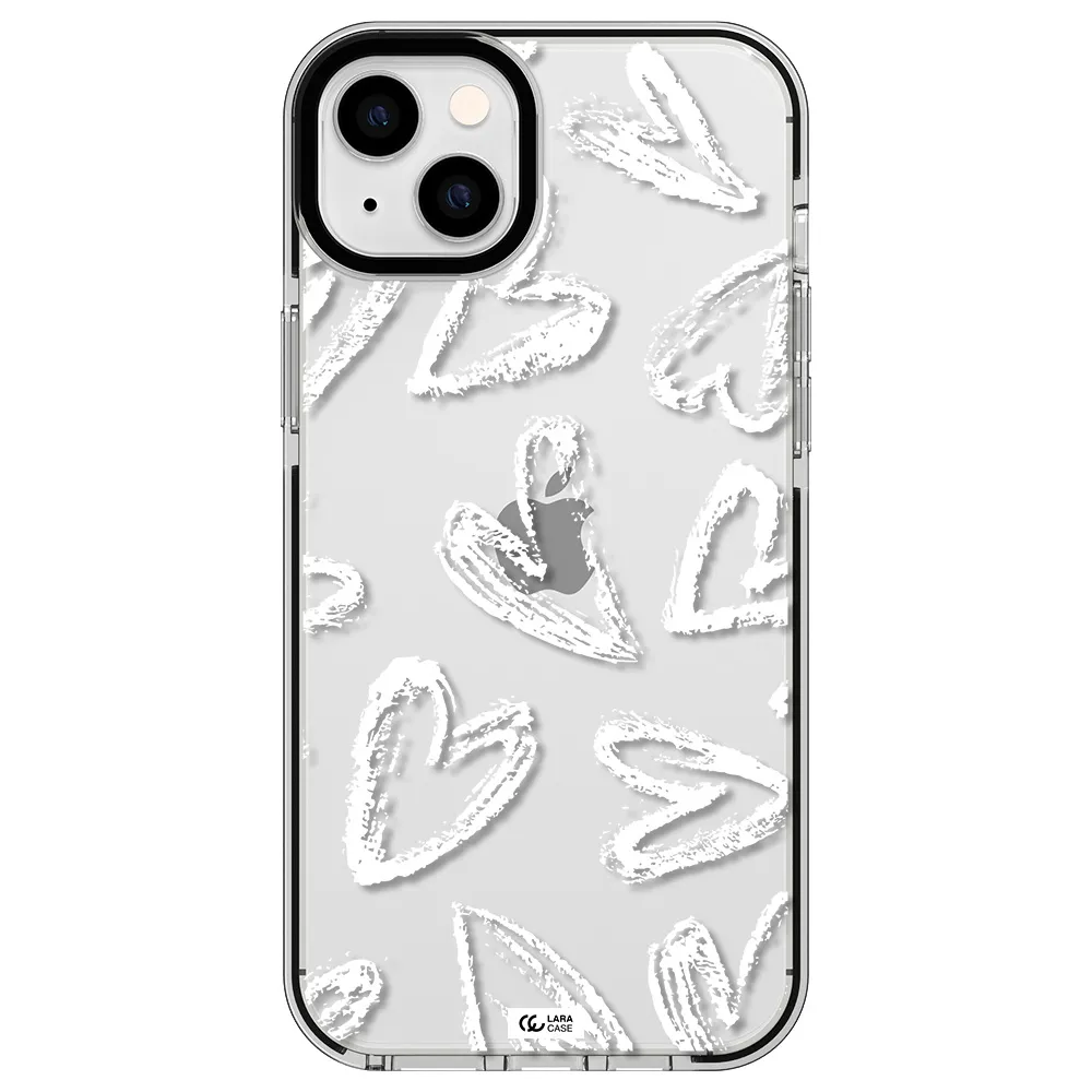 Chalk Hearts Apple iPhone 14 plus impact black border Case