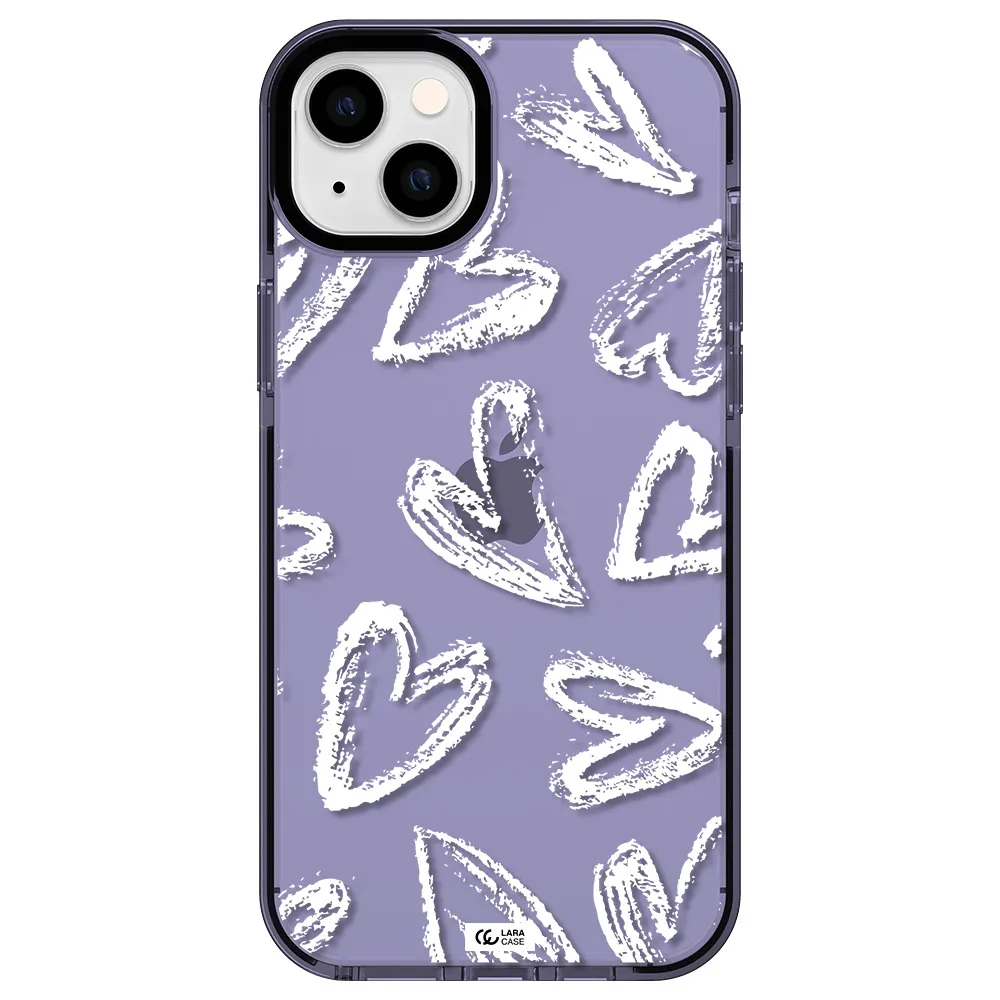 Chalk Hearts Apple iPhone 14 plus impact Lilac Case