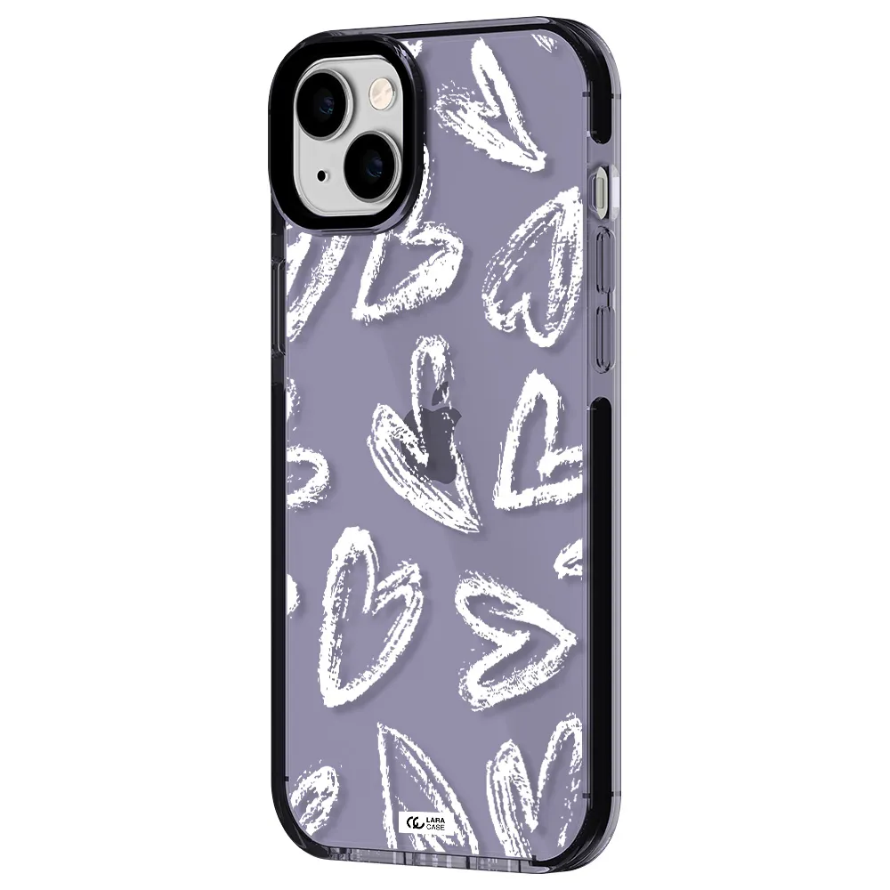 Chalk Hearts Apple iPhone 14 plus impact Lilac Case