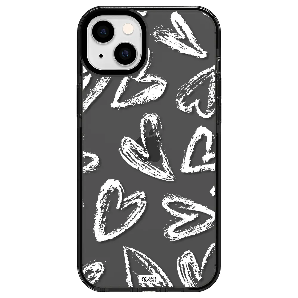 Chalk Hearts Apple iPhone 14 plus impact Smoke Black Case