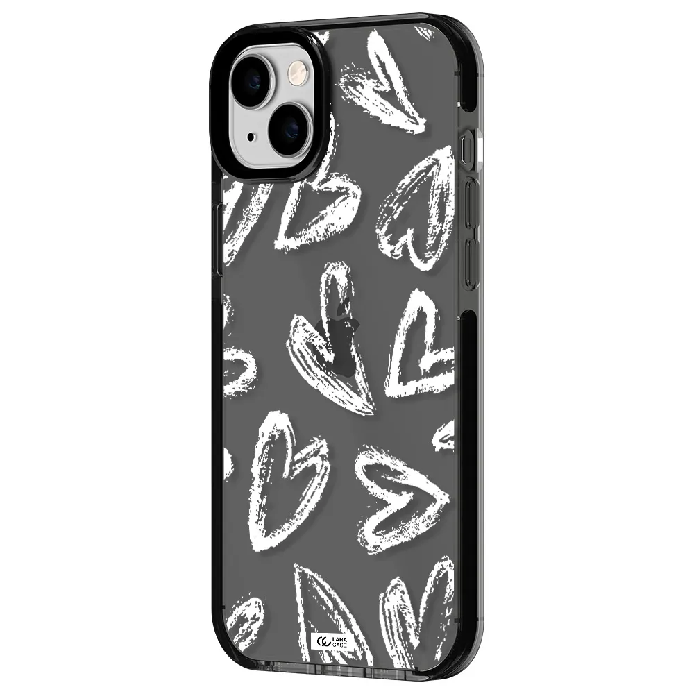 Chalk Hearts Apple iPhone 14 plus impact Smoke Black Case