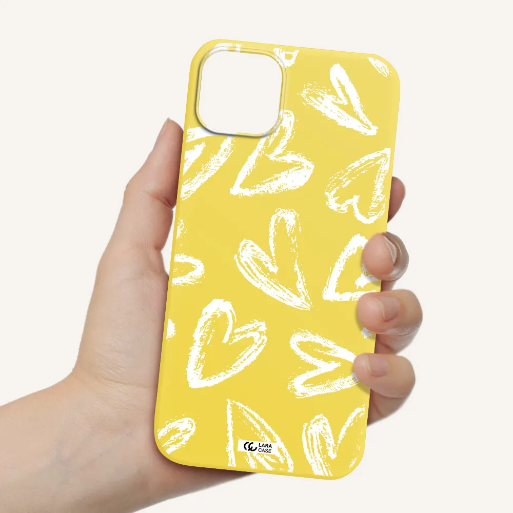 Chalk Hearts Apple iPhone 14 plus Silicone canary yellow Case