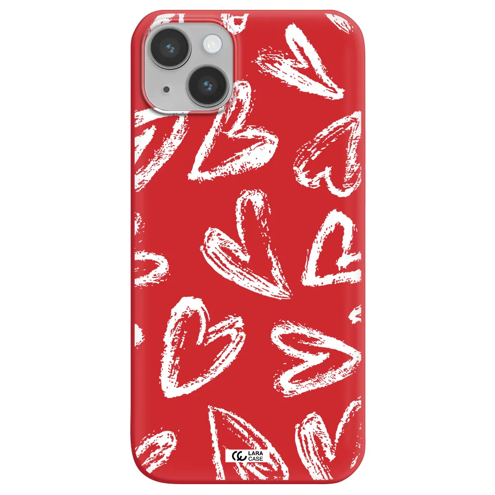 Chalk Hearts Apple iPhone 14 plus Silicone Imperial Red Case