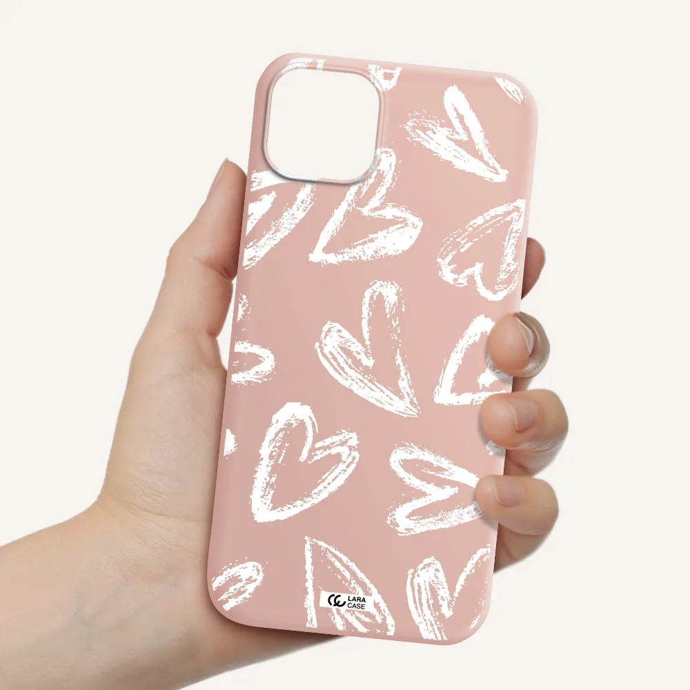 Chalk Hearts Apple iPhone 14 plus Silicone pastel pink Case