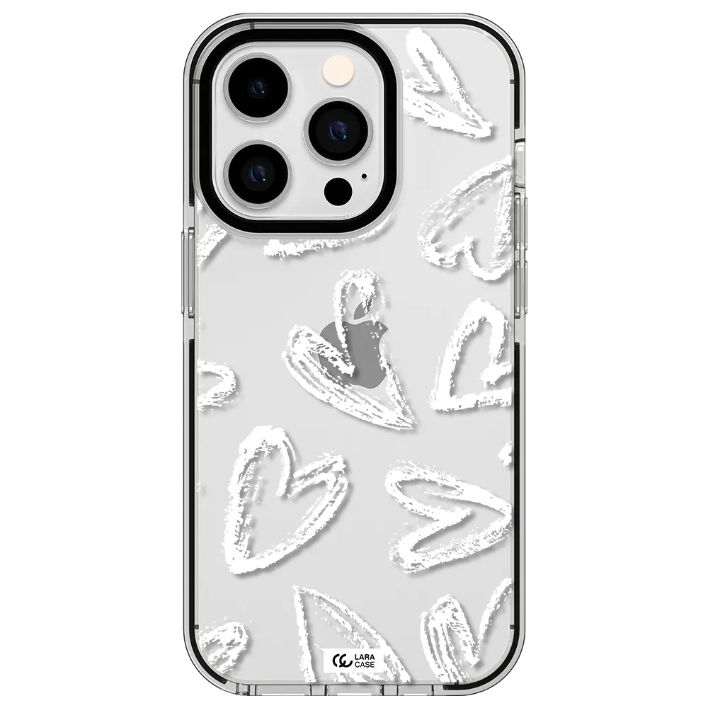 Chalk Hearts Apple iPhone 14 pro impact black border Case