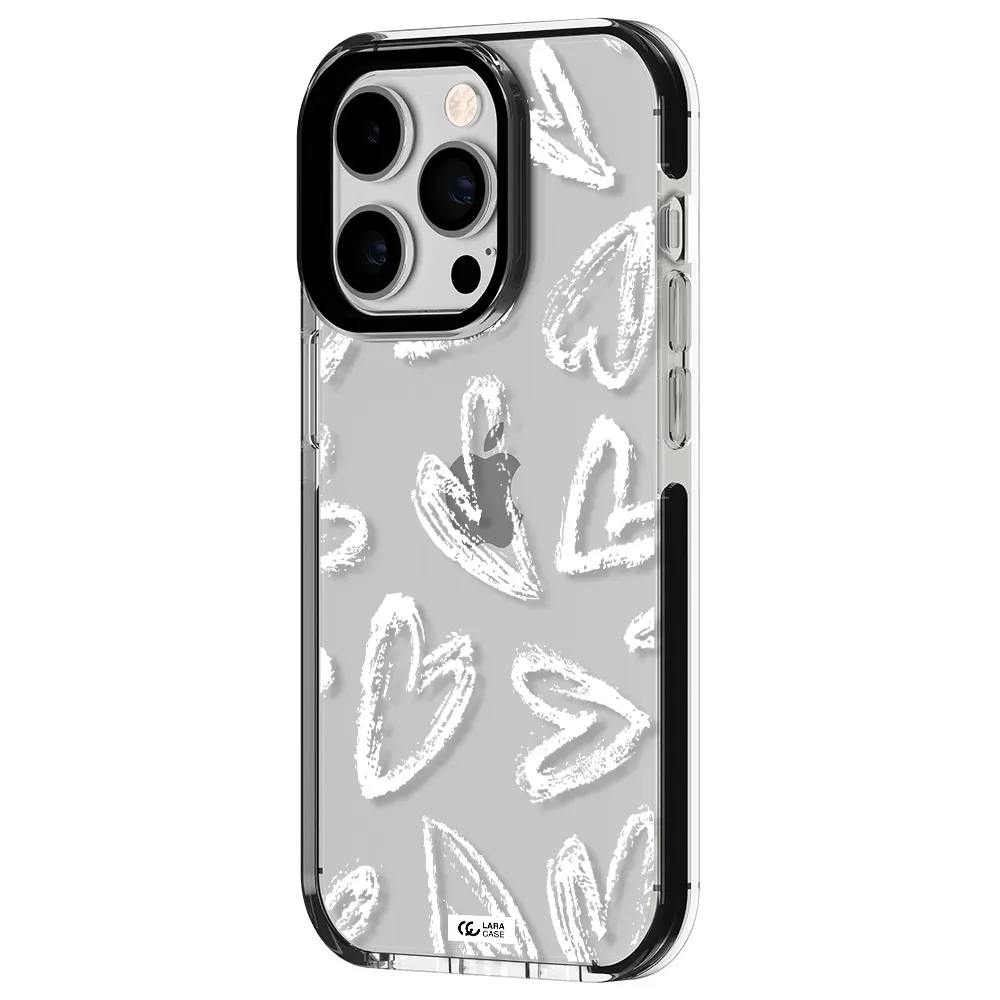 Chalk Hearts Apple iPhone 14 pro impact black border Case