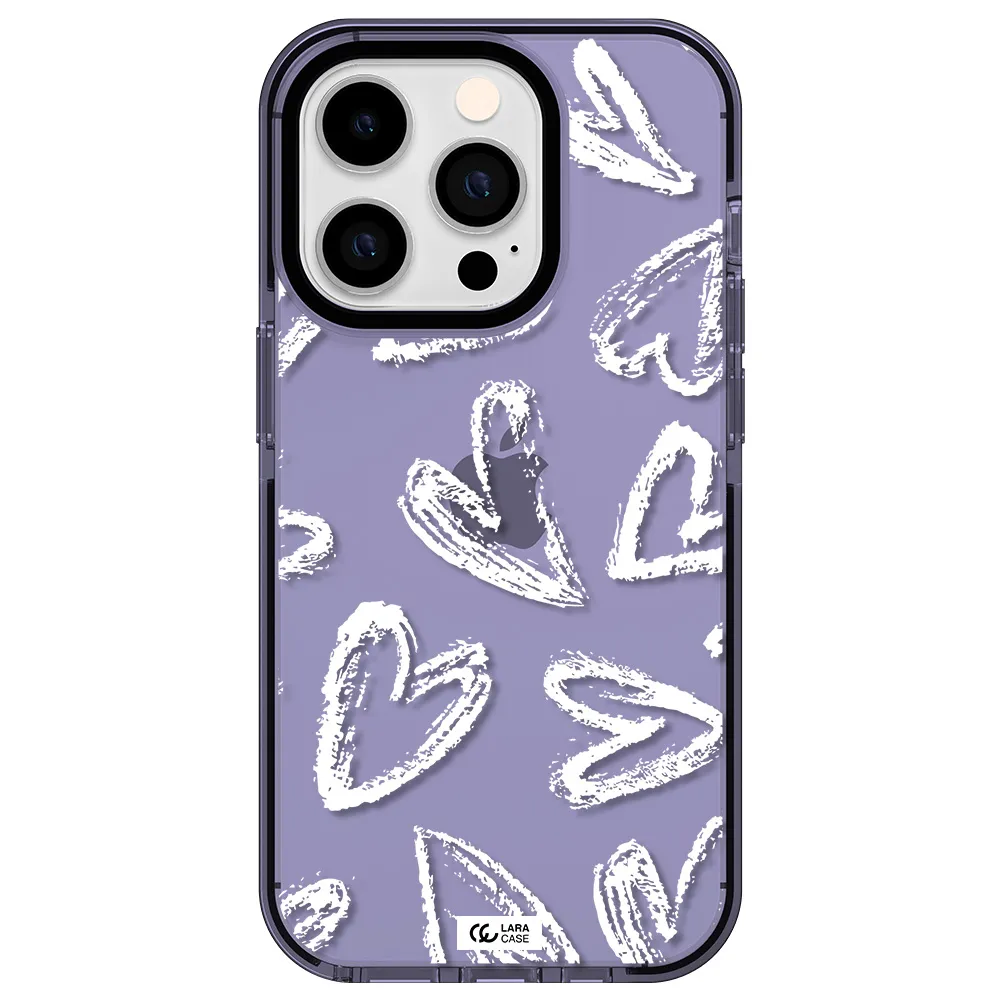 Chalk Hearts Apple iPhone 14 pro impact Lilac Case