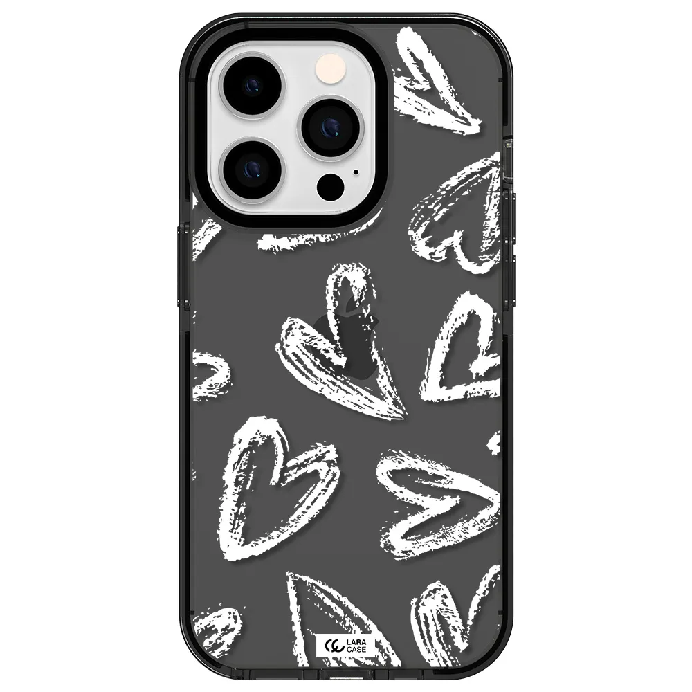 Chalk Hearts Apple iPhone 14 pro impact Smoke Black Case