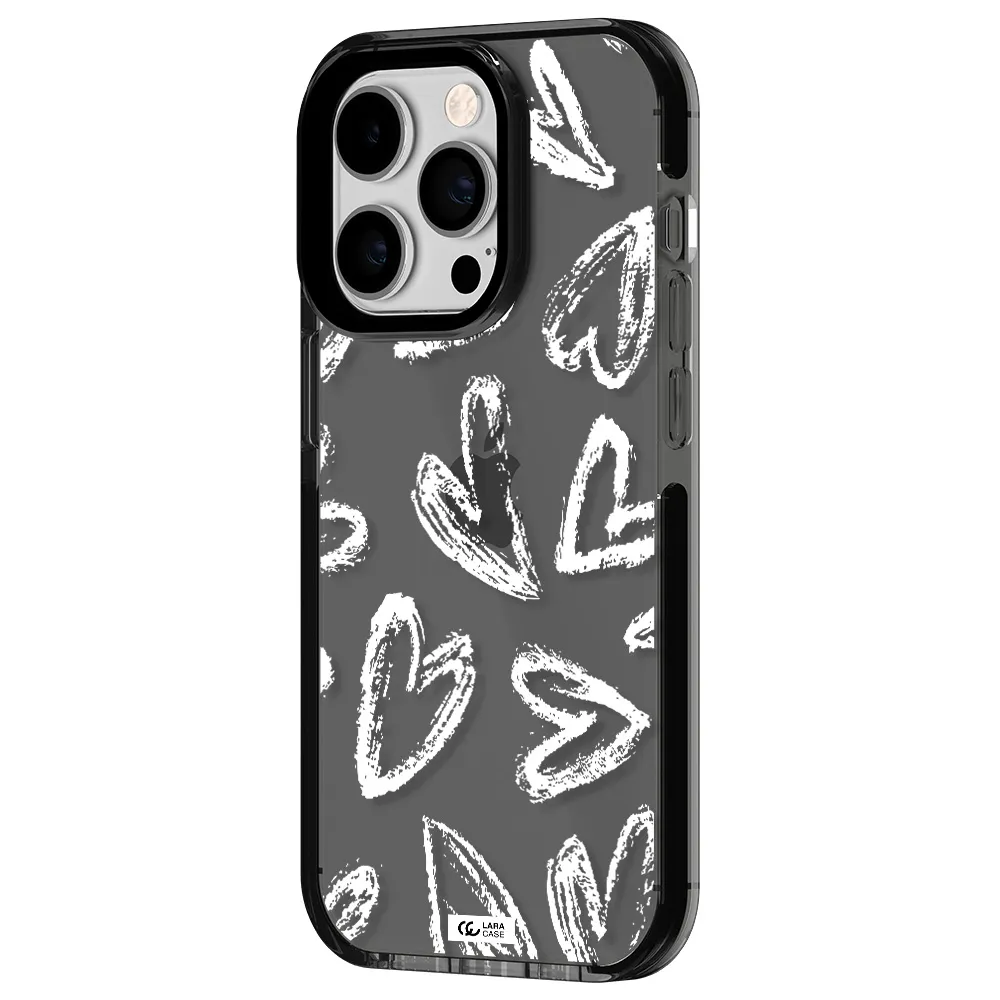 Chalk Hearts Apple iPhone 14 pro impact Smoke Black Case