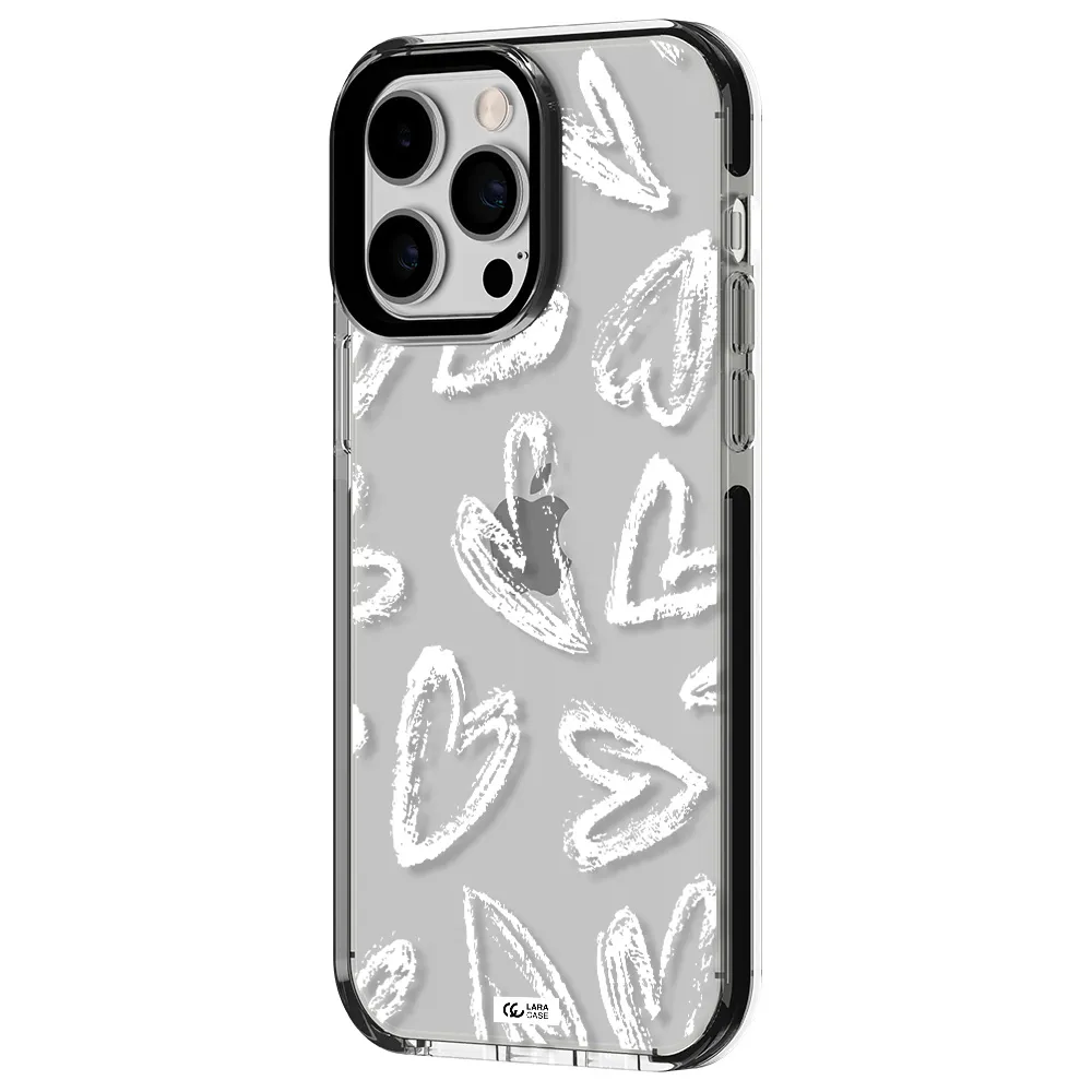 Chalk Hearts Apple iPhone 14 pro max impact black border Case