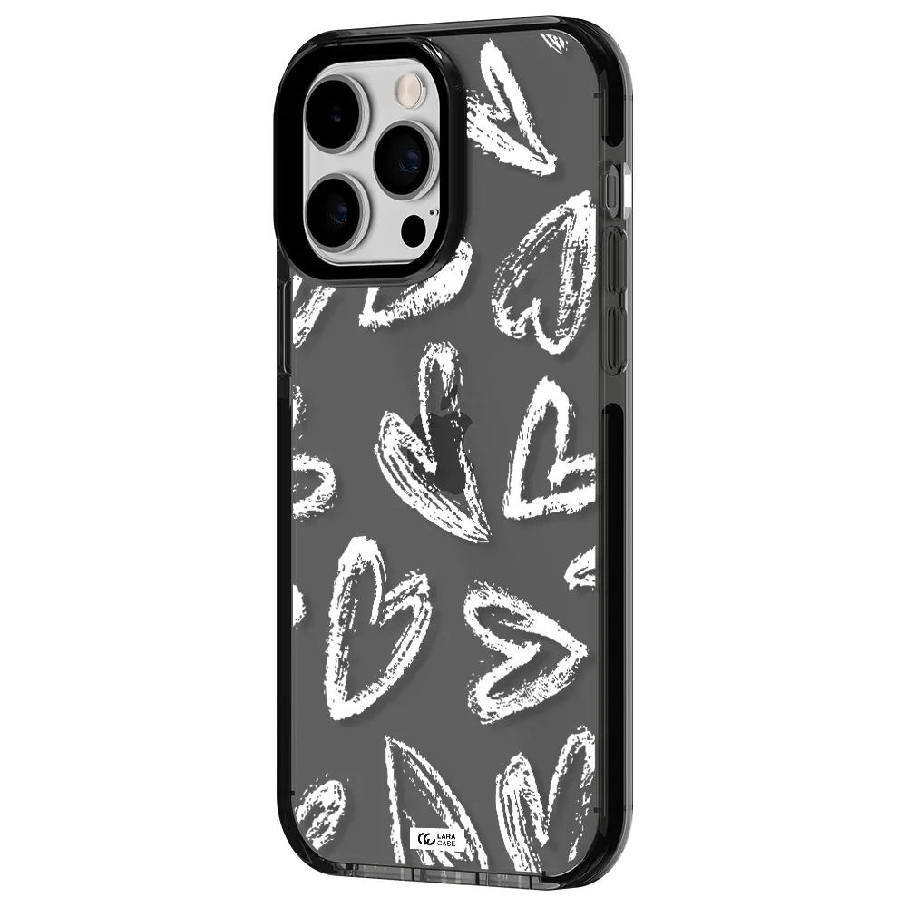 Chalk Hearts Apple iPhone 14 pro max impact Smoke Black Case