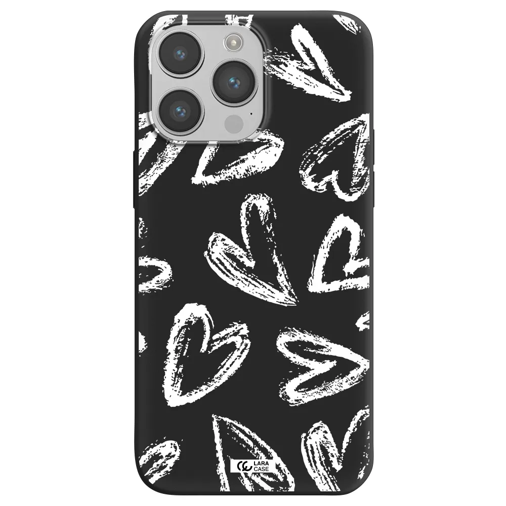 Chalk Hearts Apple iPhone 14 pro max Silicone black Case