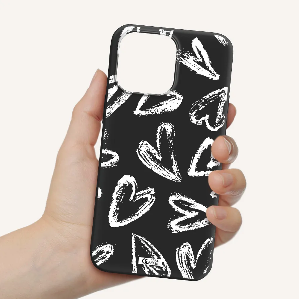 Chalk Hearts Apple iPhone 14 pro max Silicone black Case