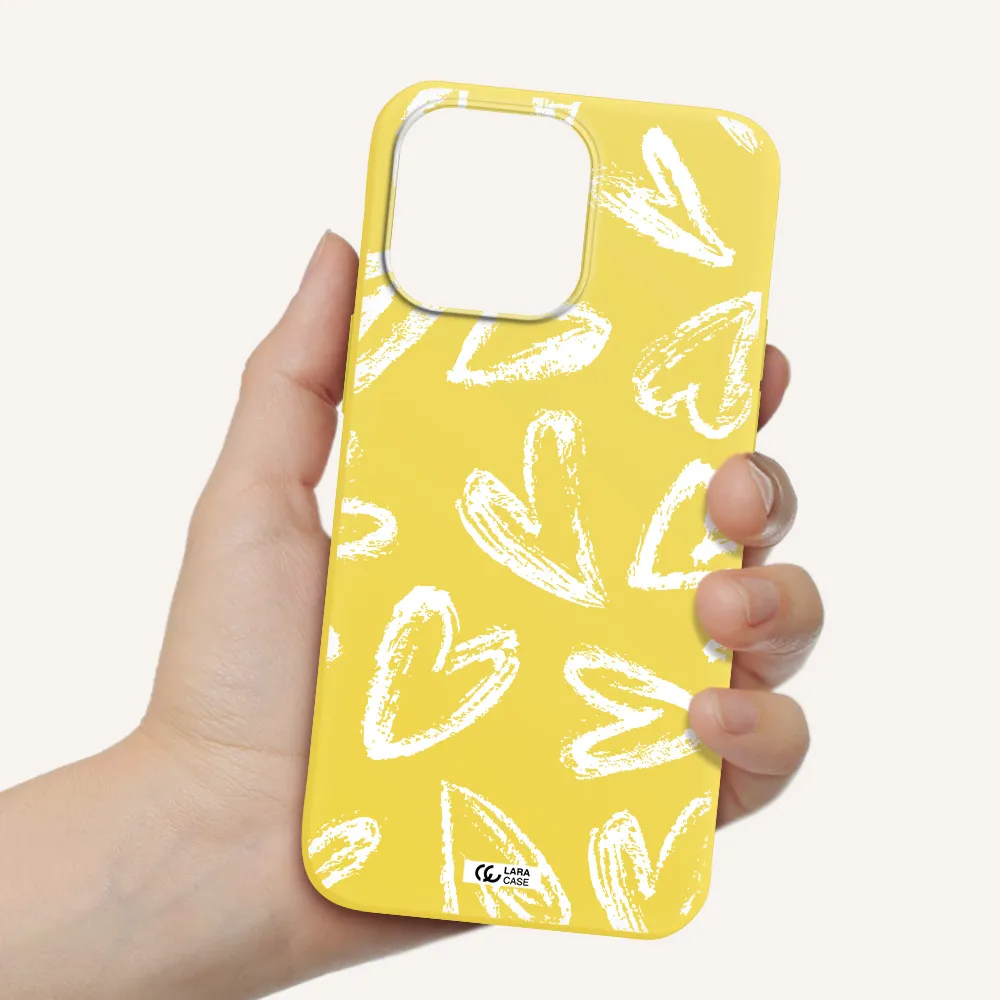 Chalk Hearts Apple iPhone 14 pro max Silicone canary yellow Case