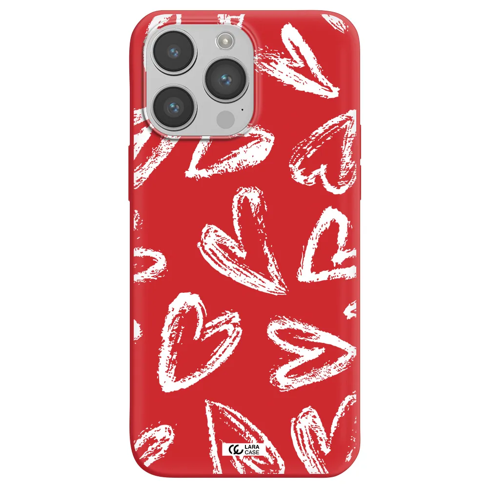 Chalk Hearts Apple iPhone 14 pro Silicone Imperial Red Case