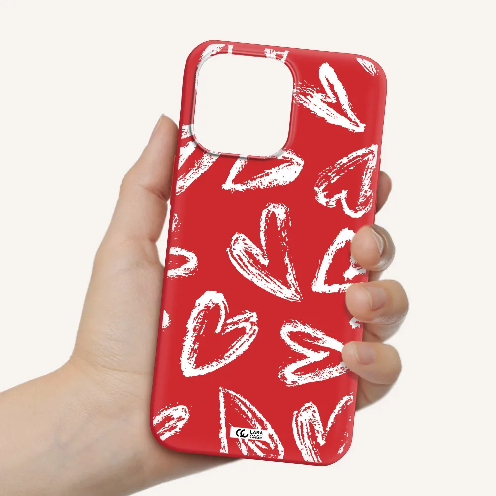 Chalk Hearts Apple iPhone 14 pro Silicone Imperial Red Case