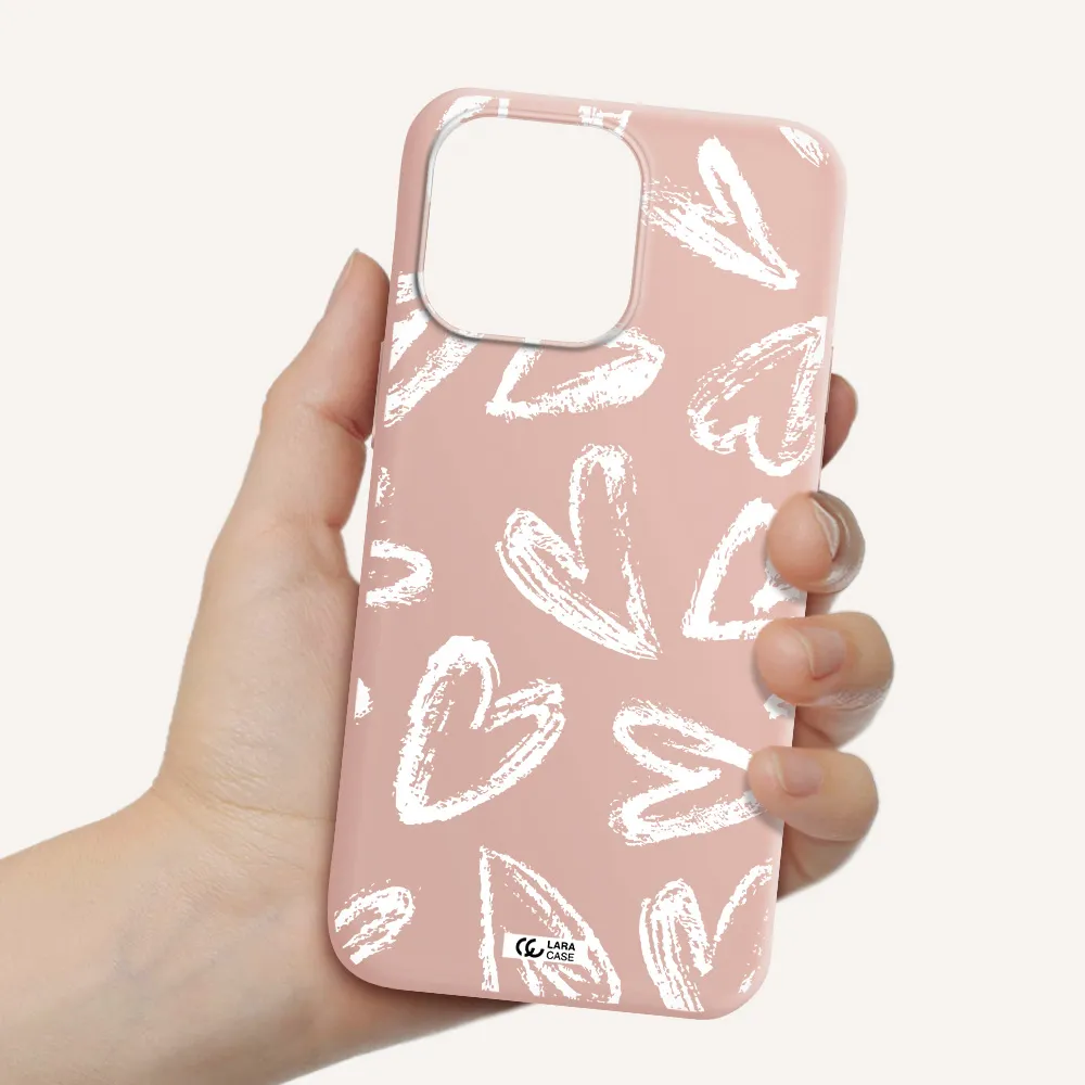Chalk Hearts Apple iPhone 14 pro Silicone pastel pink Case