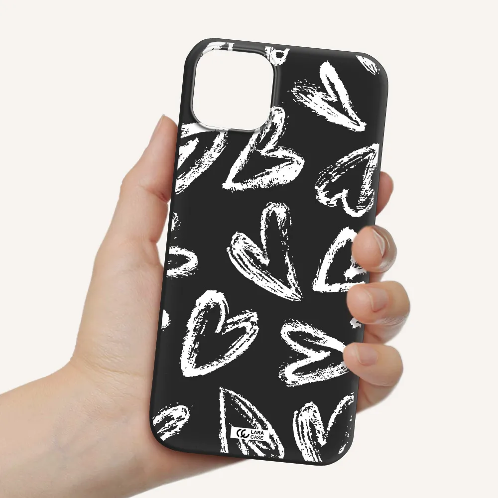 Chalk Hearts Apple iPhone 14 Silicone black Case