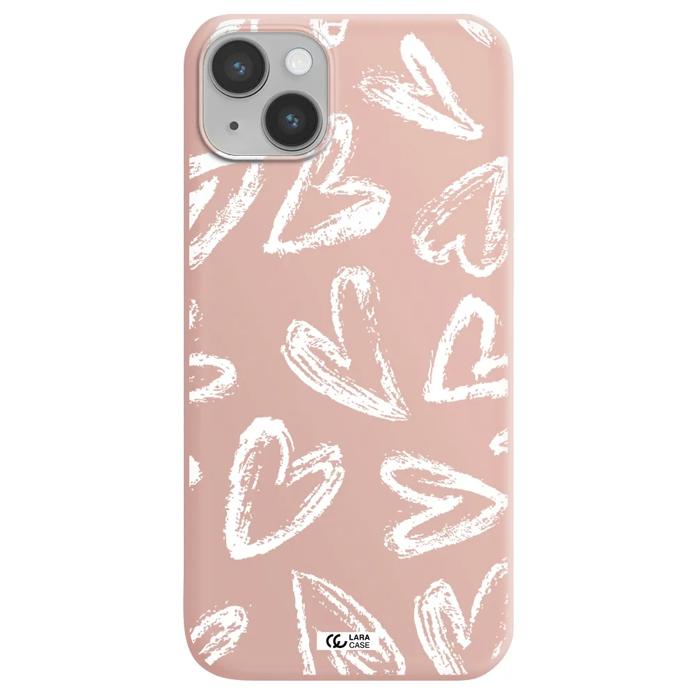Chalk Hearts Apple iPhone 14 Silicone pastel pink Case