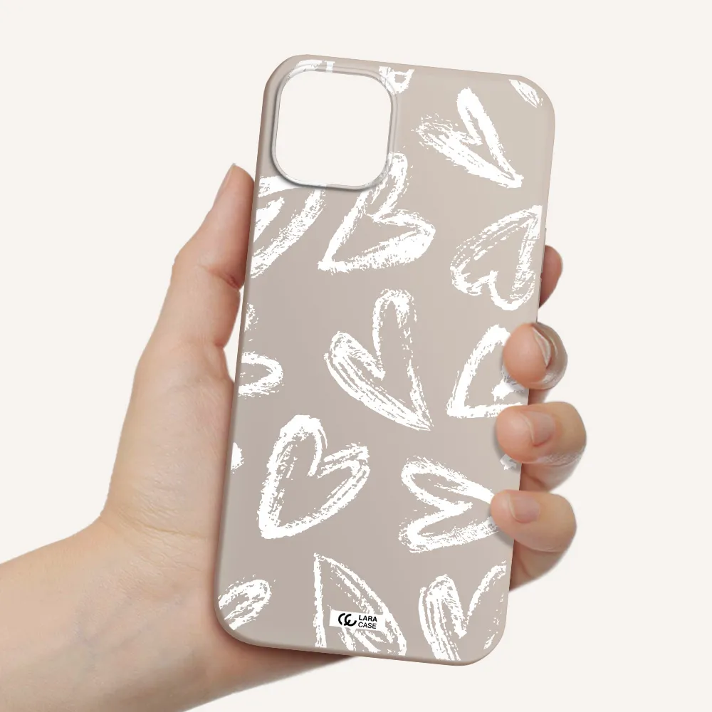 Chalk Hearts Apple iPhone 14 Silicone Stone Case