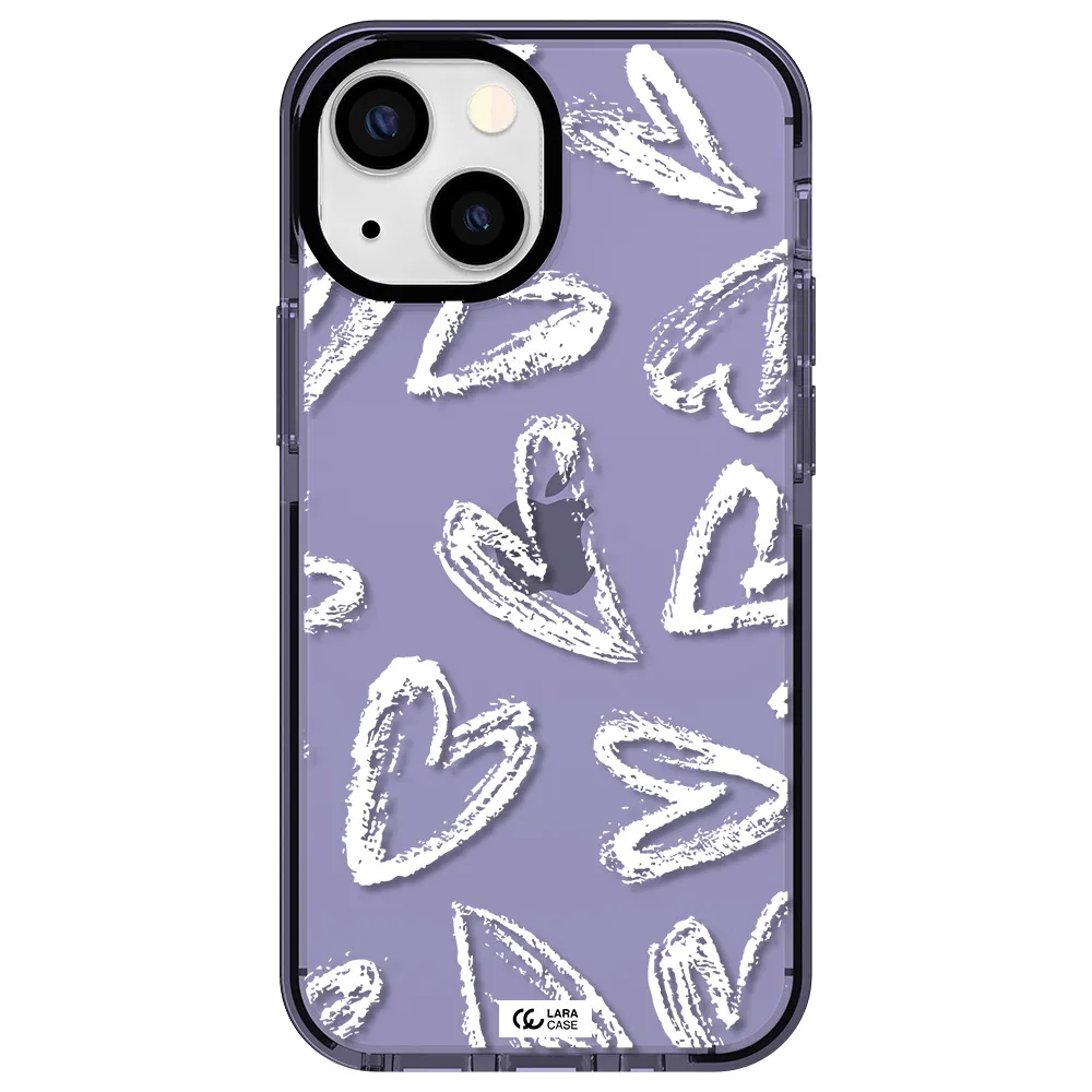 Chalk Hearts Apple iPhone 15 impact Lilac Case