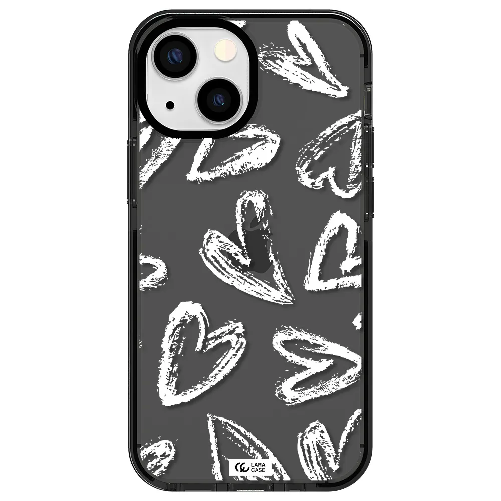 Chalk Hearts Apple iPhone 15 impact Smoke Black Case