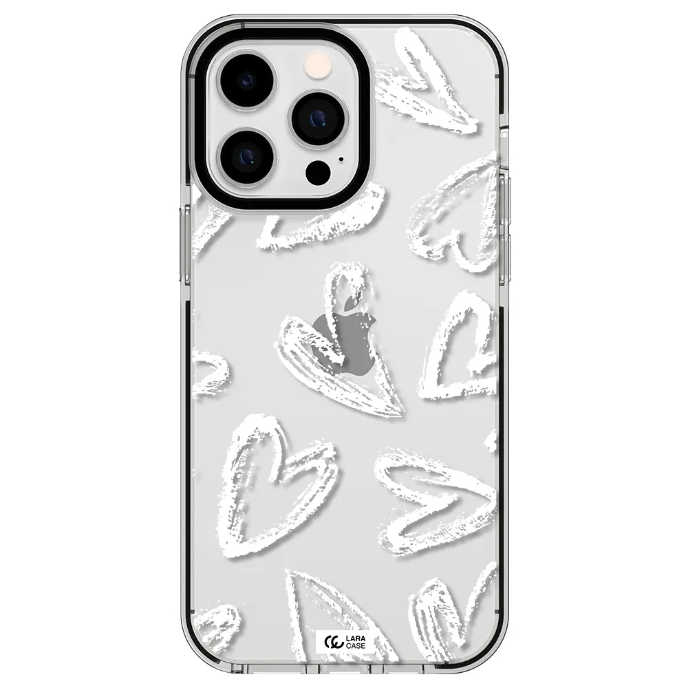 Chalk Hearts Apple iPhone 15 Pro impact black border Case