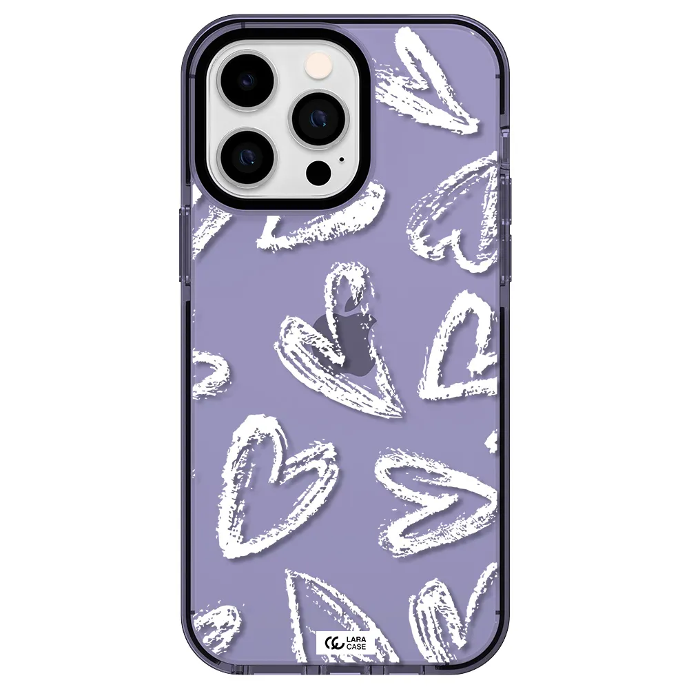Chalk Hearts Apple iPhone 15 Pro impact Lilac Case