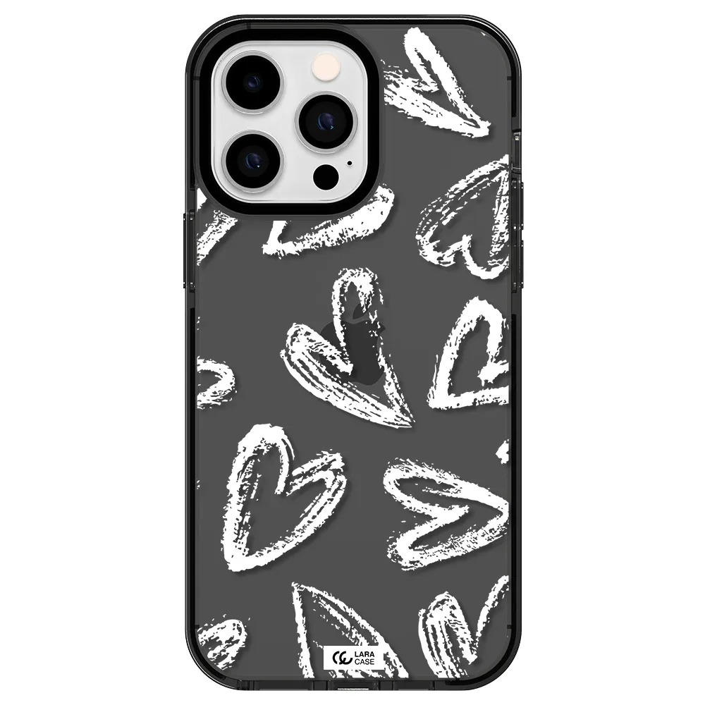 Chalk Hearts Apple iPhone 15 Pro impact Smoke Black Case