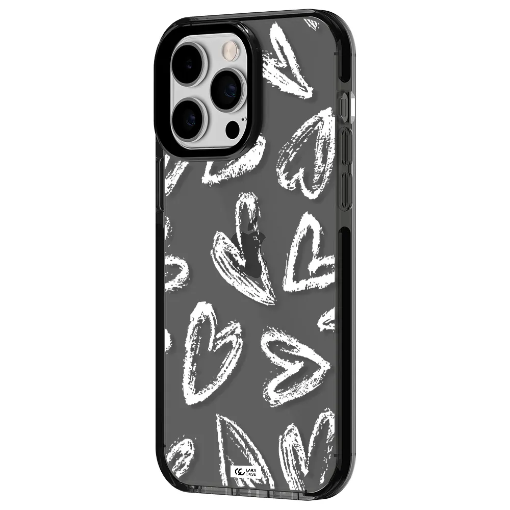 Chalk Hearts Apple iPhone 15 Pro impact Smoke Black Case