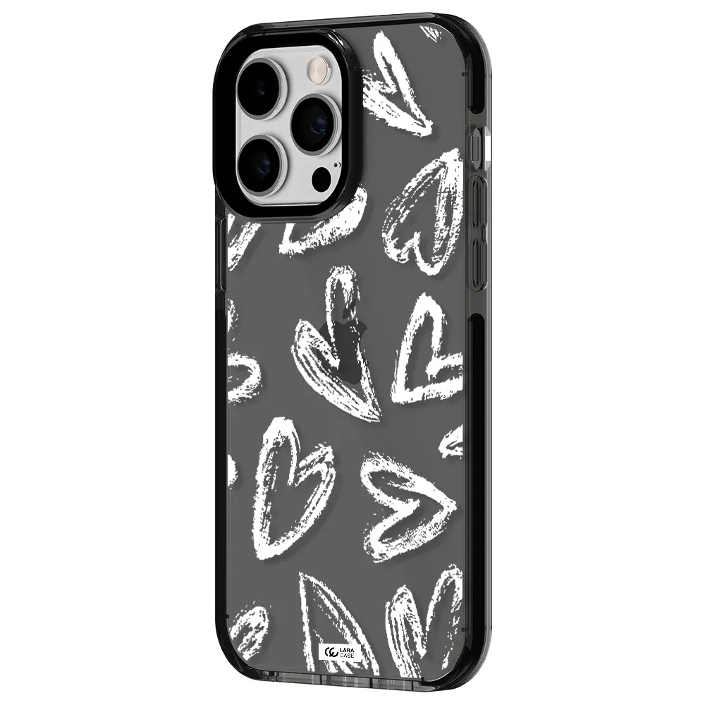 Chalk Hearts Apple iPhone 15 Pro Max impact Smoke Black Case